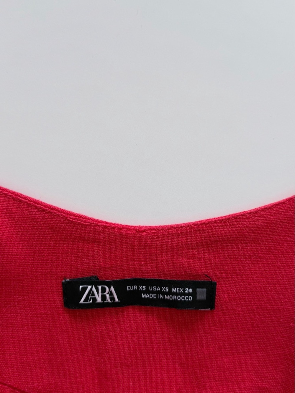 ZARA Red Linen Blend Midi Dress Button Front Slit Strappy Size XS Summer - Picture 3 of 16